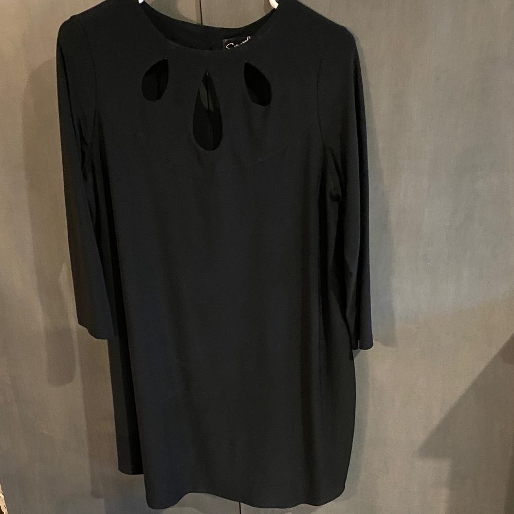 Sympli Black Long Sleeve Dress with Cutout Design